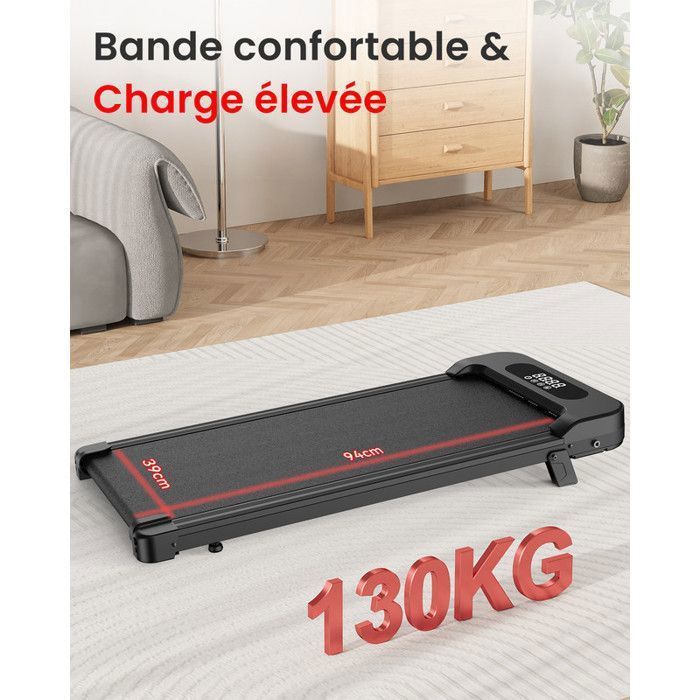 Tapis roulant 4 in 1 - Tapis roulant Dskeuzeew con inclinazione del 5% - Velocità regolabile da 1 a 8 km/h - Superficie di appoggio 39 x 94 cm - Portata massima 130 kg