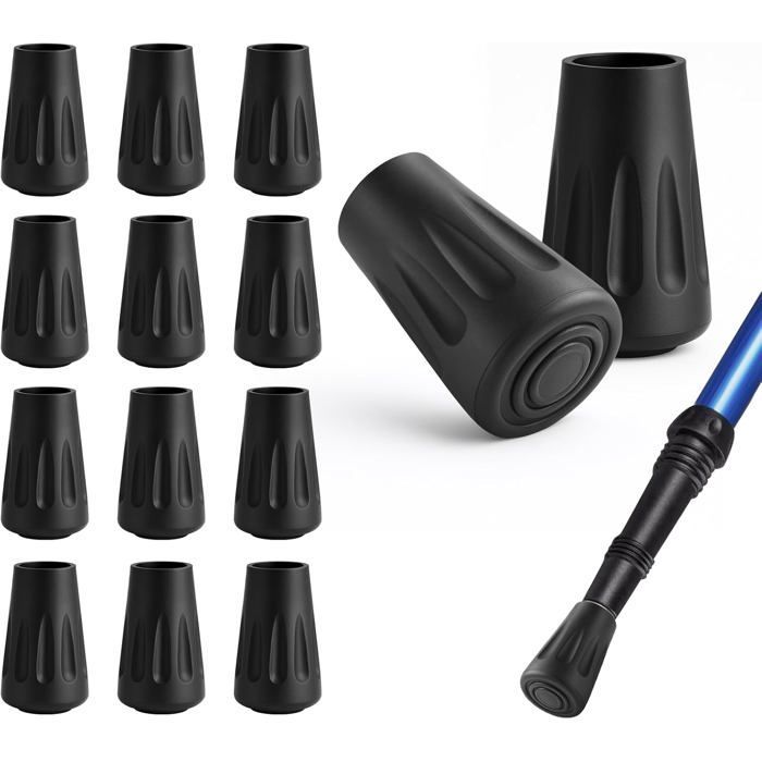 Puntas de goma para bastones de senderismo - MICH - 12 unidades - Universal - Para bastones de marcha nórdica