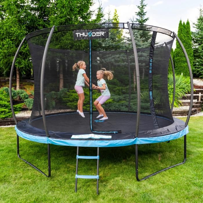 THUNDER® ULTRA Trampoline Ø 366-185cm 12FT | Voor kinderen | Compleet pakket met veiligheidsnet | EN71 en TÜV GS gecertificeerd | Blauw