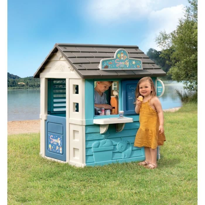 SMOBY - Maison Sweety Corner - Comptoir et espace de préparation - Machine à glaces - 18 accessoires inclus - Fabriqué en France