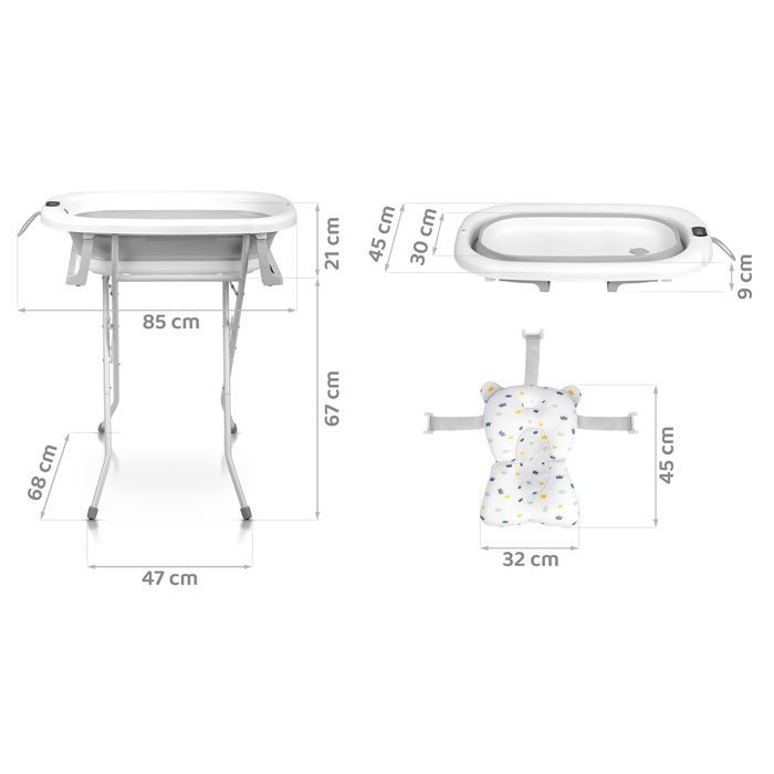 Ricokids Foldable Baby Bathtub - Newborn Insert - Built-in Thermometer - Foldable and Lightweight