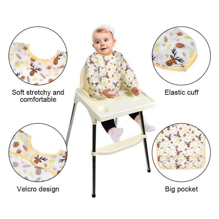 FOOTIER Long-sleeved bib, Waterproof, Adjustable, 4 months to 3 years (5 pcs)