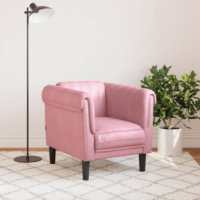 vidaXL Fauteuil, Chaise de Relaxation avec Accoudoirs et Dossier, Canapé de Salon Salle de Séjour Intérieur, Moderne, Rose 372568