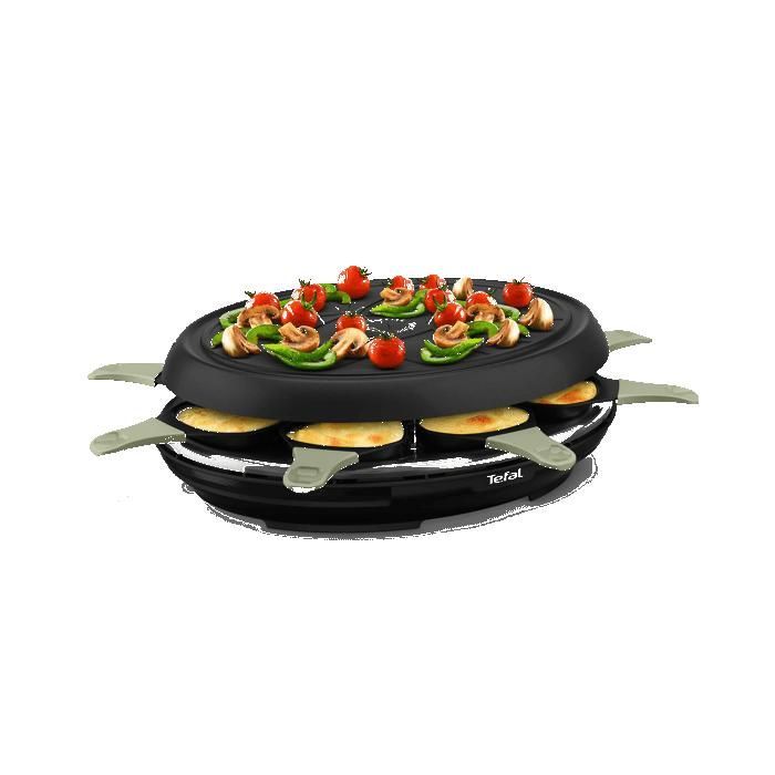 Parrilla para raclette Tefal, 8 personas, diseño ecológico, 2 funciones, revestimiento antiadherente, fabricada en Francia, RE31E810