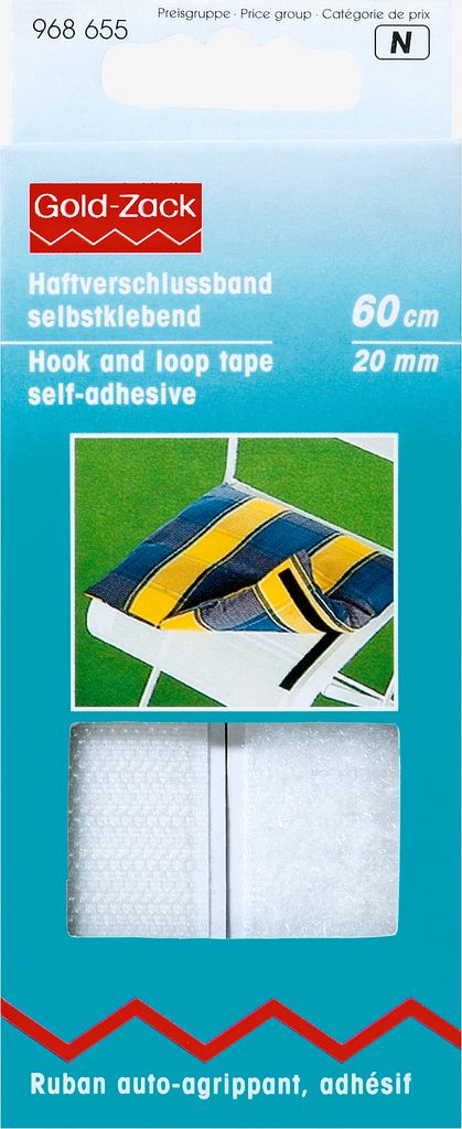 Pašlīmējošais Velcro 20mm 60cm/iepak. balts
