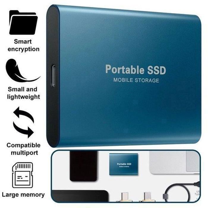 Disco rigido esterno da 4 TB - SSD esterno portatile - 4 TB - USB 3.0 - Nero