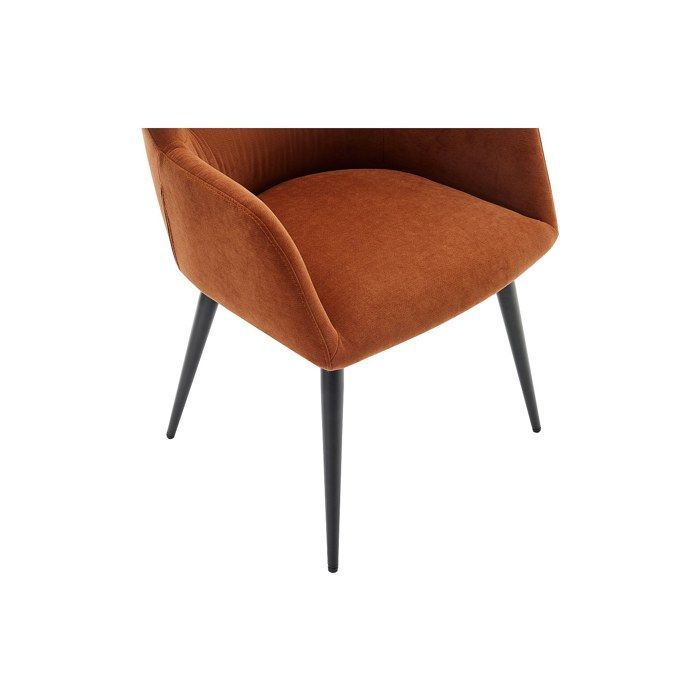 Set di 2 sedie con braccioli in tessuto e metallo nero - Terracotta - HEKA