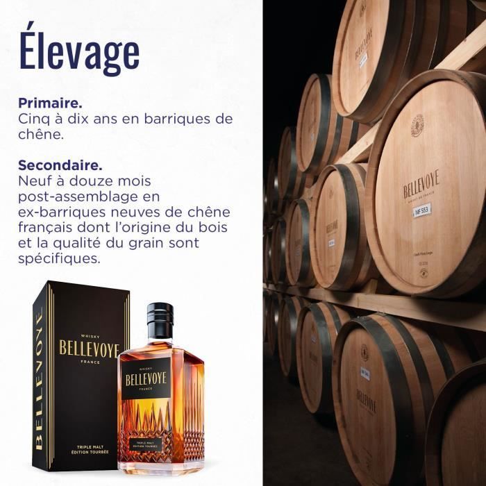 BELLEVOYE - NOIR - Whisky - Triple Malt - Origine: Francia - 43% alcol - bottiglia da 70 cl