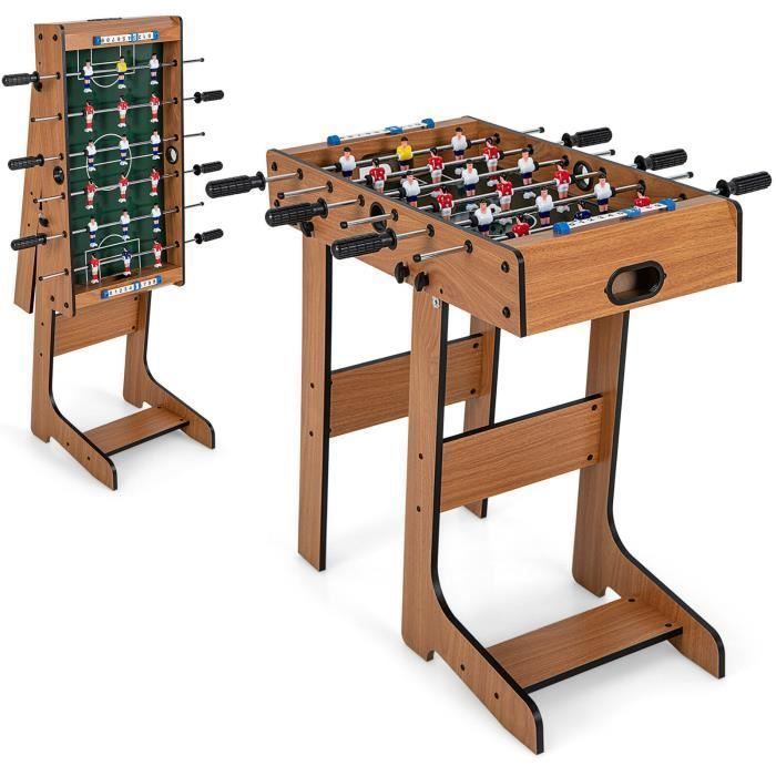 COSTWAY Folding Foosball Table 69 x 36 x 71 cm - Wooden - 18 Players - 2 Scoreboards, 2 Balls - Game Table for Adults/Children