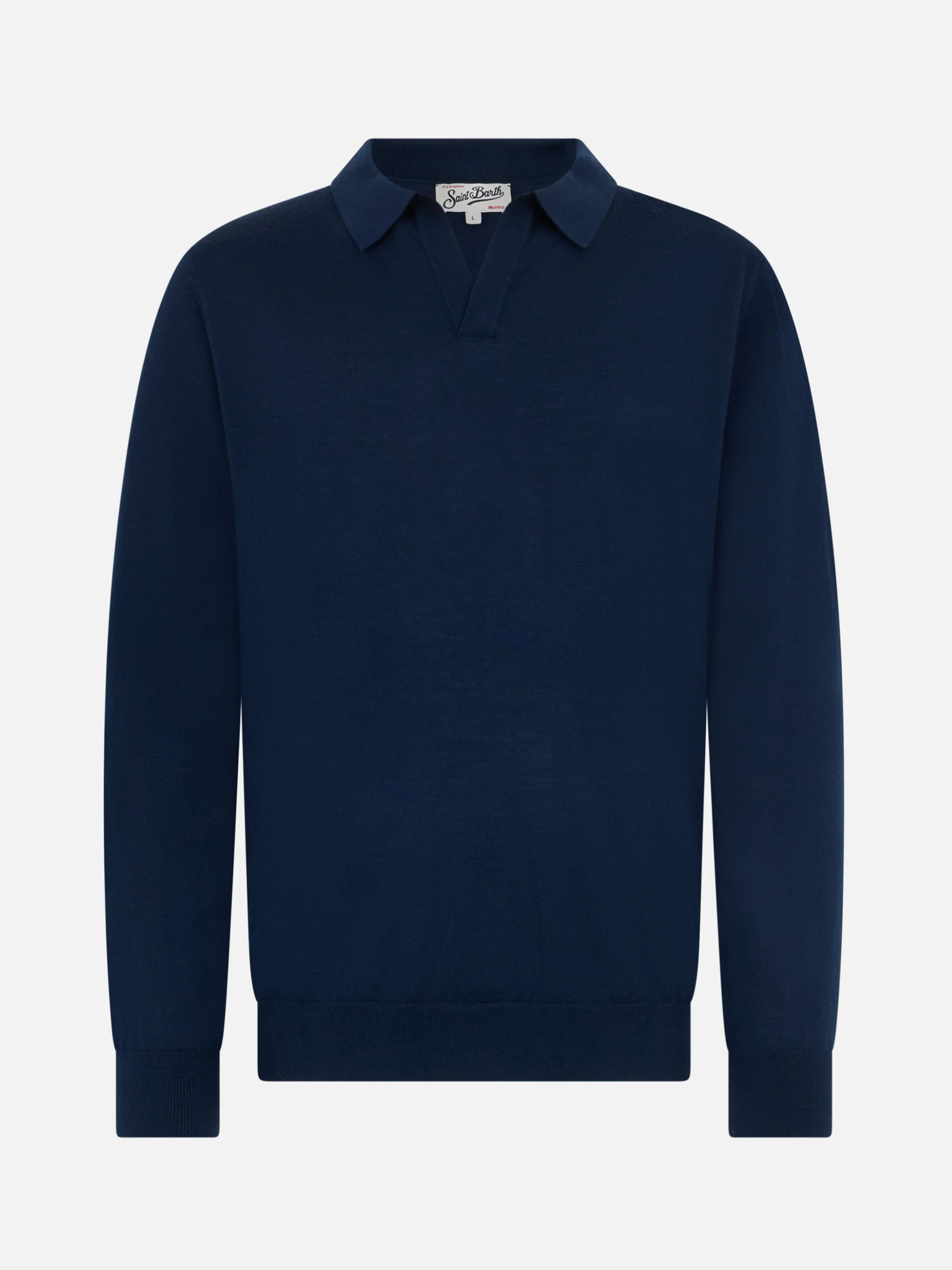 Covent herenpoloshirt van marineblauwe merinowol