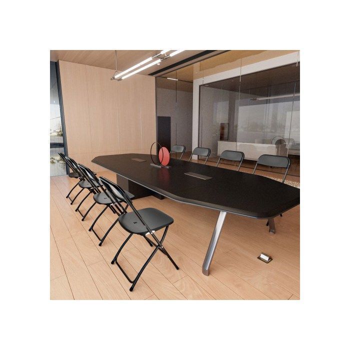 Lot de 2 chaises pliantes en plastique noir, chaises pliantes portables pour jardin extérieur