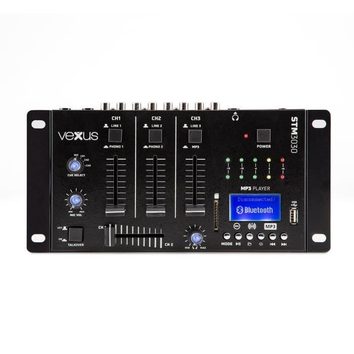 Table de mixage 4 canaux Vonyx STM3030 - Port USB, Bluetooth sans fil, 2 canaux phono/ligne, 1 canal MP3