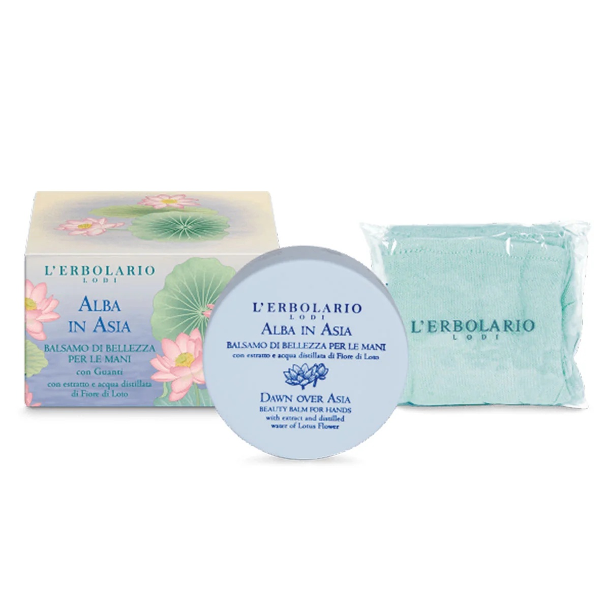 L'ERBOLARIO L'Erbolario Alba In Asia baume embellissant pour les mains avec gants 75 ml Douceur et nutrition
