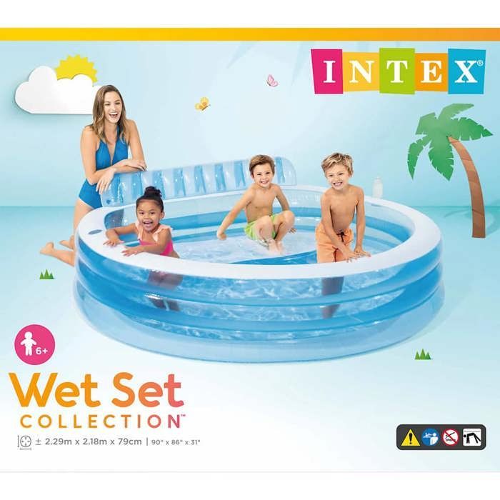 Piscina familiar Intex 57190 con tumbona, 224 x 216 x 76 cm, blanco/azul