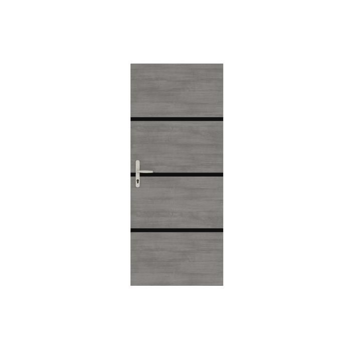 Kit de renovação de portas Réno'Porte, cinza ágata + perfis pretos - para portas lisas de até 85×206 cm