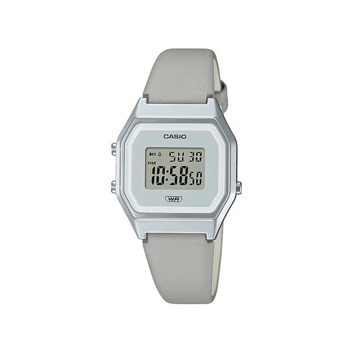 Reloj Casio para mujer - LA680WEL-8EF - Correa de cuero gris - Funciones de calendario, cronógrafo y alarma