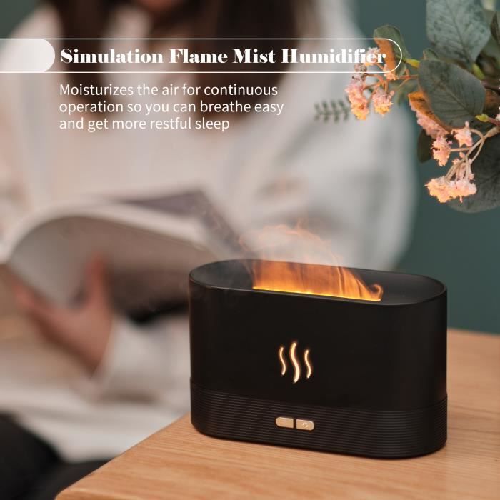Humidificador - HOMGEEK - Negro - Aromaterapia - Luz nocturna - Niebla simulada