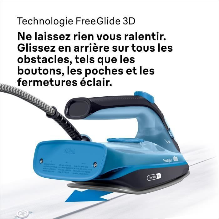 Ferro da stiro a vapore - BRAUN - FI3194BK FreeStyle 3 - Potenza 2400 W - Vapore costante 45 g/min, Vapore boost 200 g/min - Piastra SuperCeramic