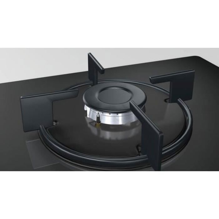 BOSCH POP6B6B10 Plaque de cuisson gaz - 4 foyers - 7400W - L56 x P48cm - Revêtement verre trempé - Noir