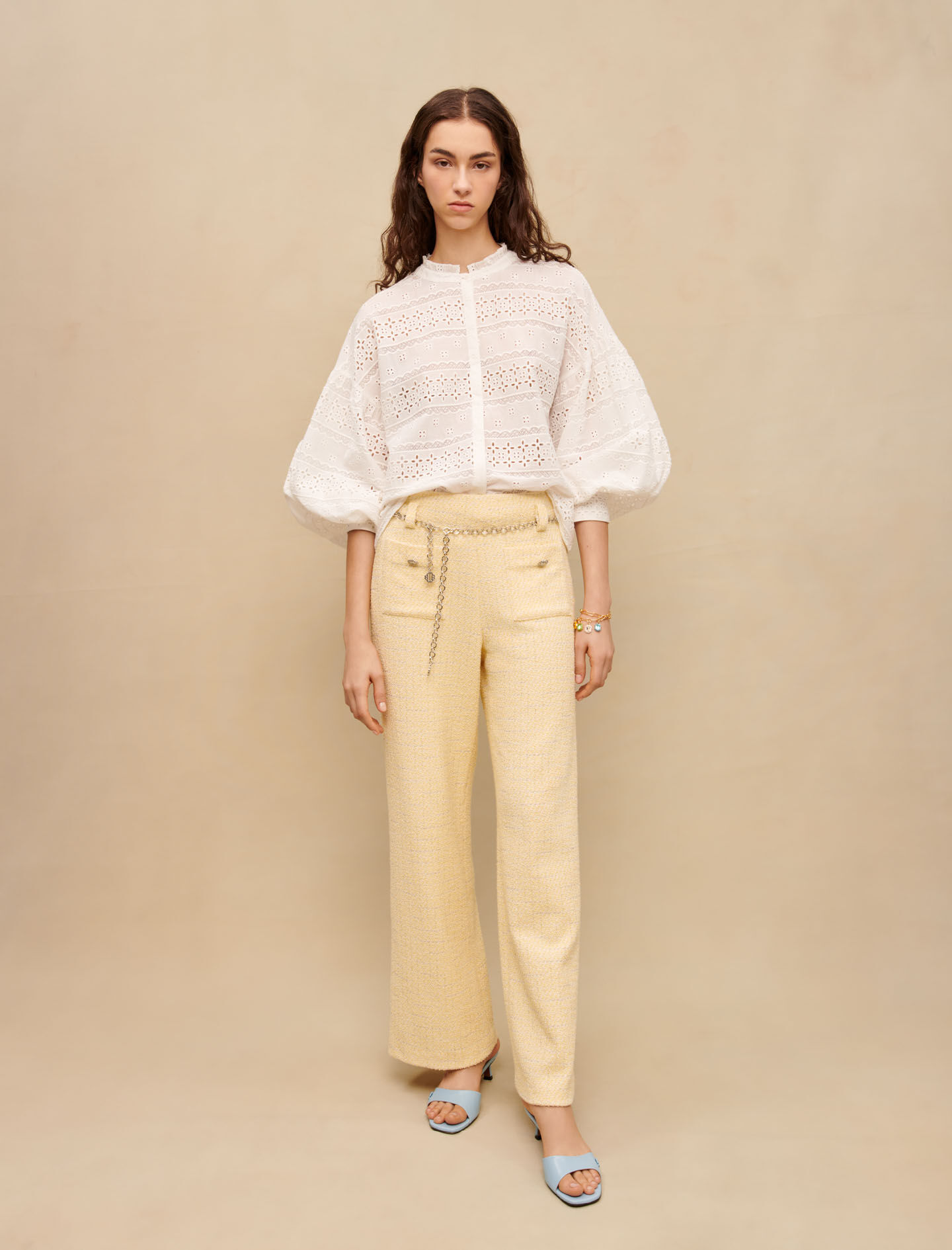 Witte katoenen blouse met borduursels - Wit