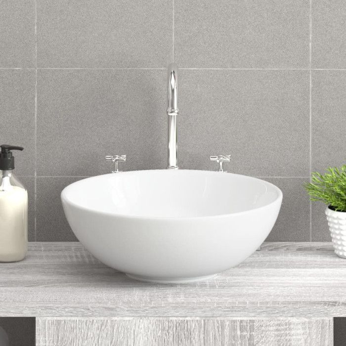 Lavabo - Blanco - 28x28x10 cm - Cerámica - Resistente a los arañazos - Fácil de limpiar