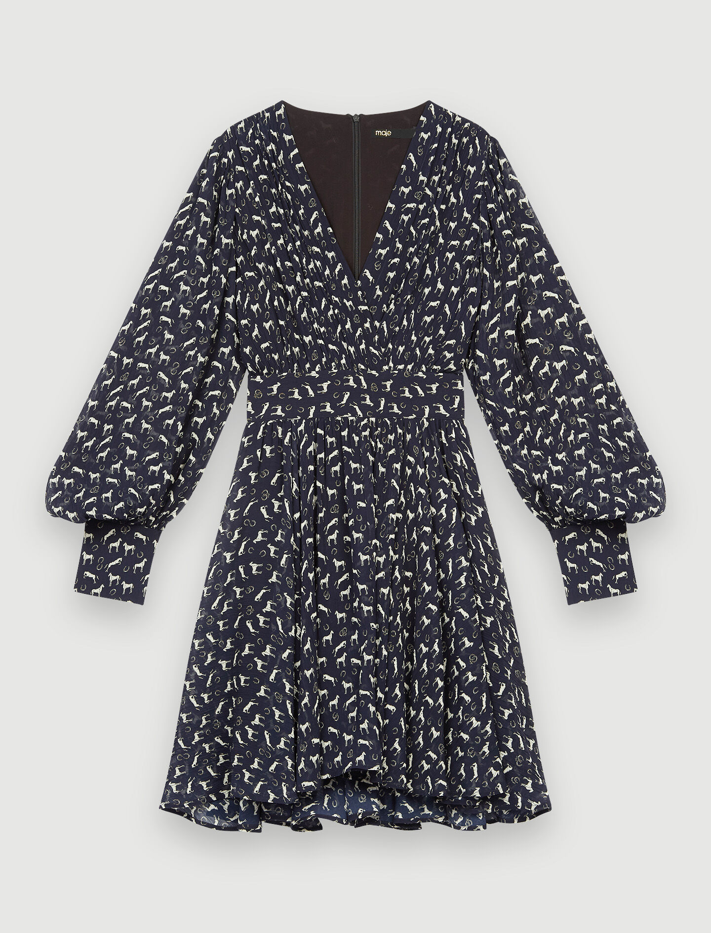 Rochie de muselina cu imprimeu de cai - Chevaux Marine