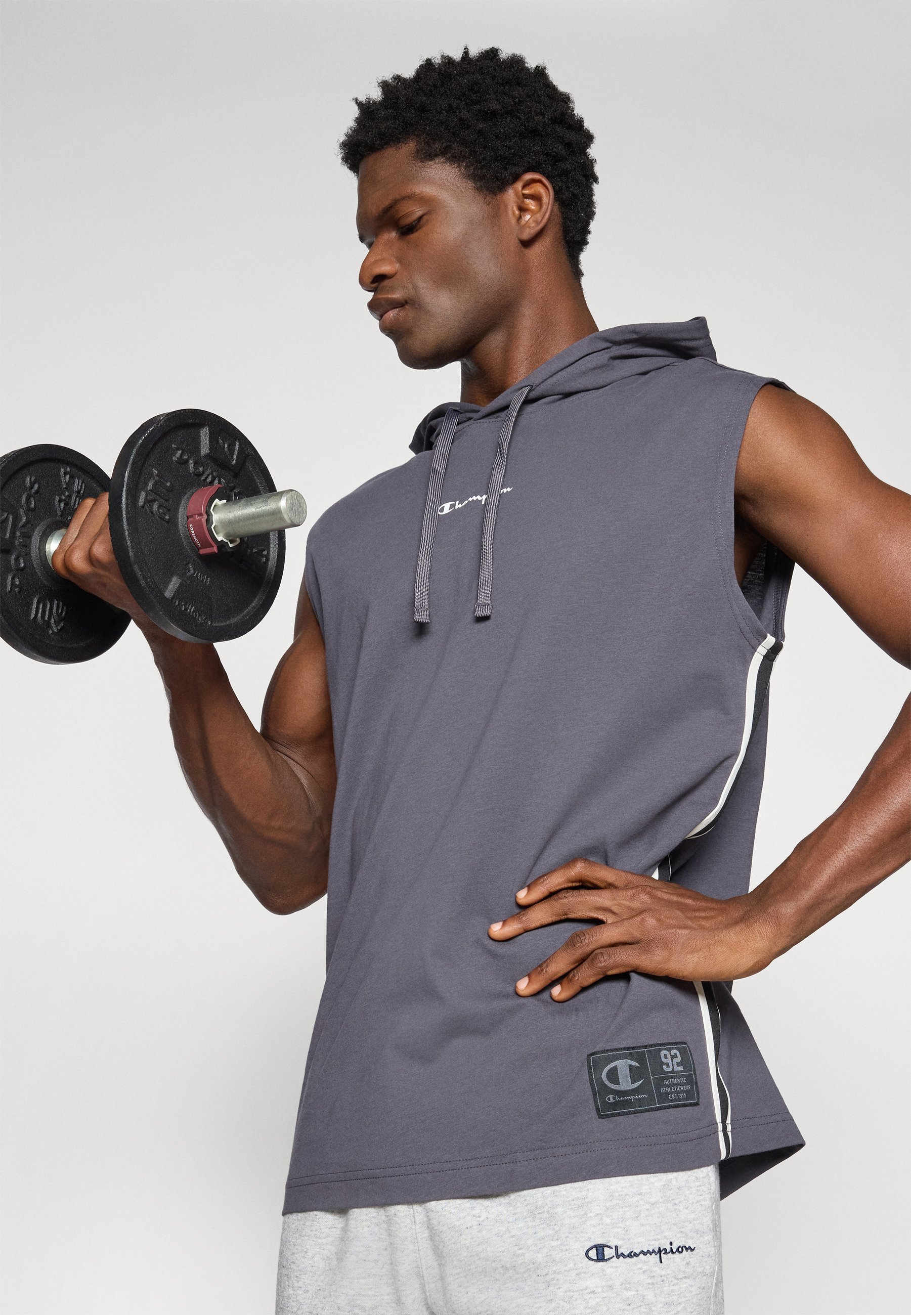 Champion mouwloze hoodie - T-shirt met print - donkergrijs