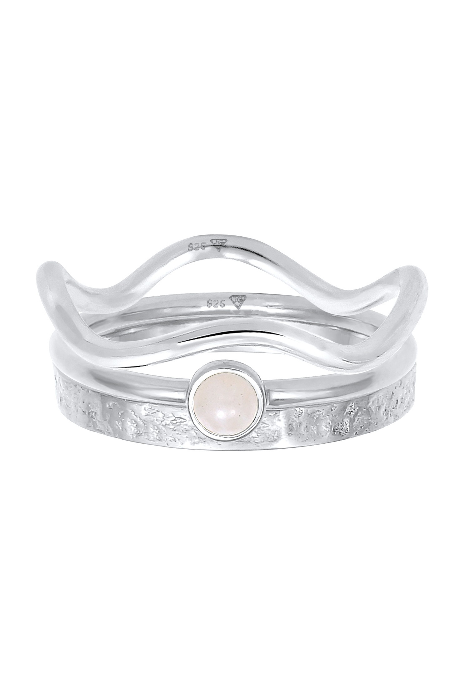 Elli PREMIUM Elli PREMIUM Bague Femmes Pile Solitaire Set avec Quartz Rose en argent sterling 925