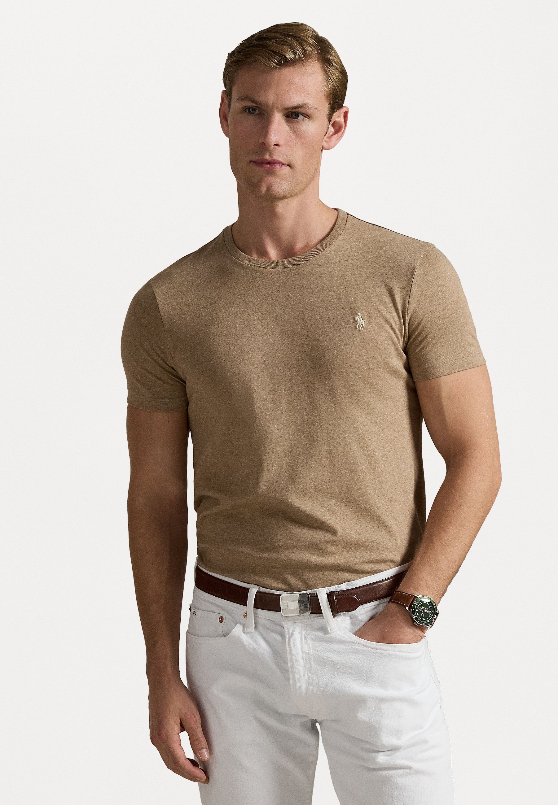 Polo Ralph Lauren CUSTOM SLIM FIT JERSEY CREWNECK T-SHIRT - T-shirt basic - mélange italiano