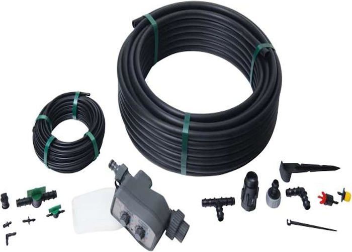 Kit de riego por goteo - JARDIBRIC - K4091 - Manguera de 25 m y 16 mm - Temporizador PNR16 - Resistente a los rayos UV