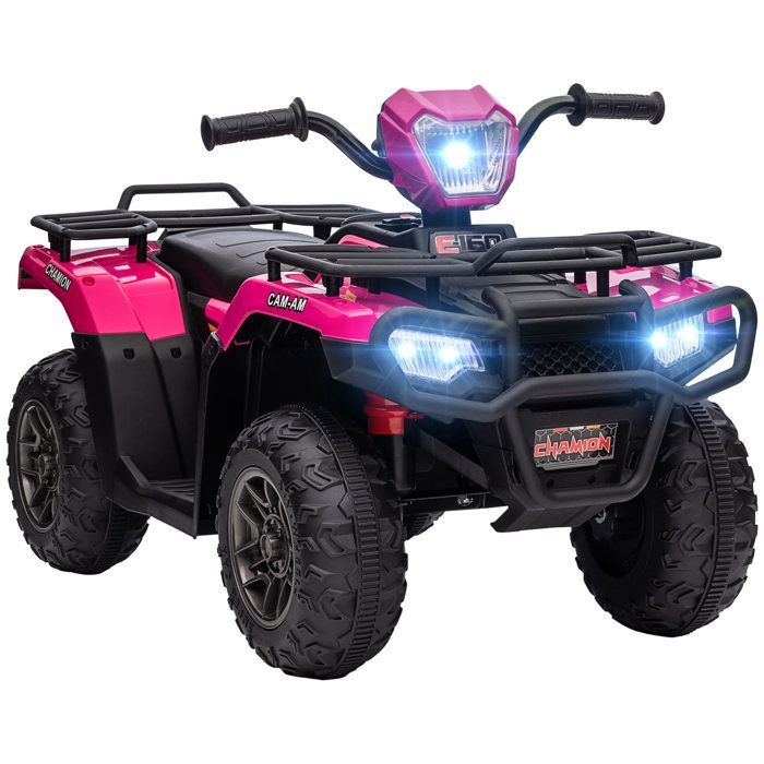 Quad eléctrico infantil - HOMCOM - 12V - doble motor, velocidad 2-4 km/h, faros y música - PP y acero - 88x45x50cm - rosa