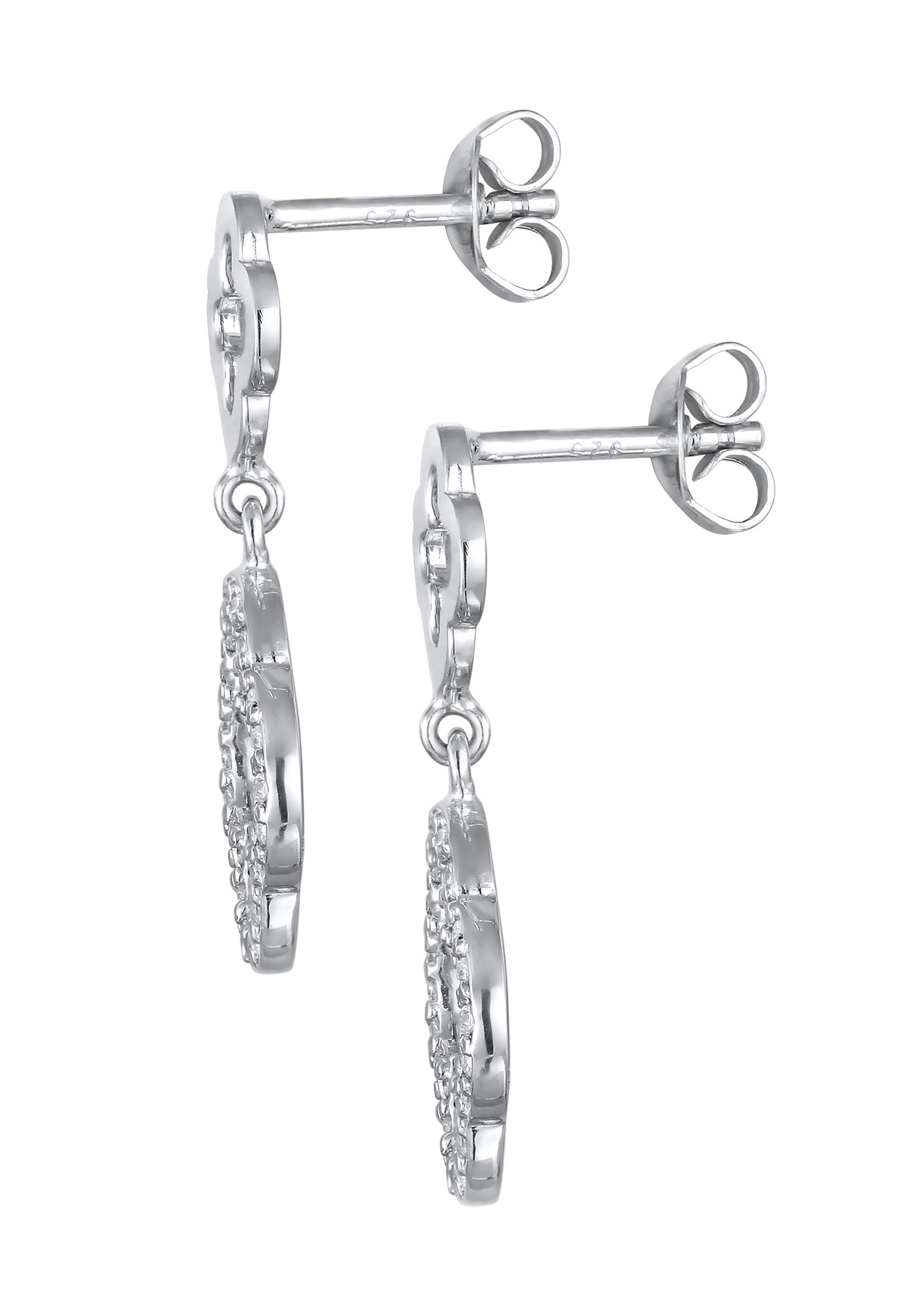 Elli Elli Clous d'oreilles Femmes Trèfle Zirconia Taille Diamant Blanc Argent Sterling 925 Soirée Festive