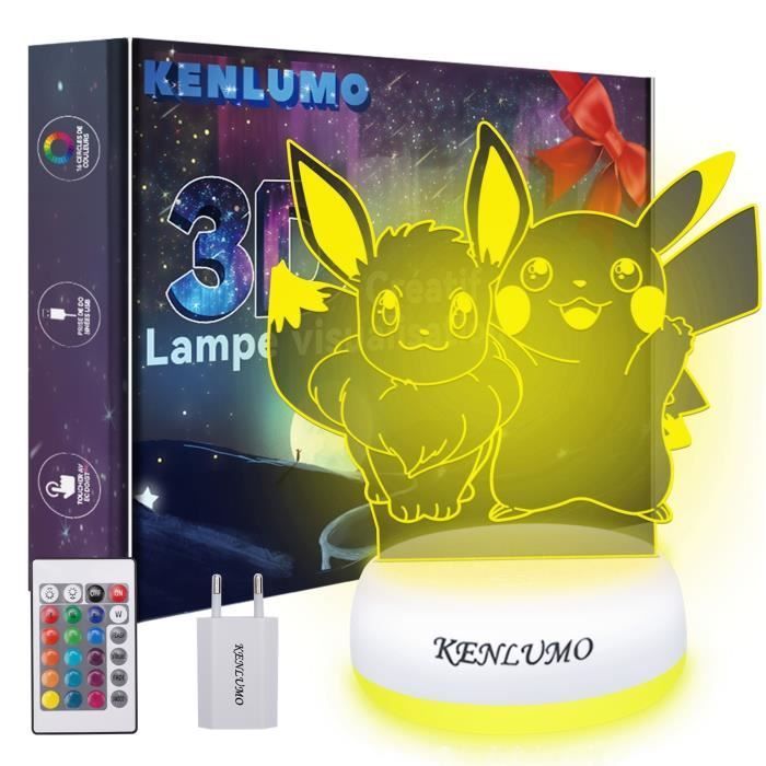 Lampada KENLUMO Eevee Pikachu, regalo di Natale per bambini, lampada da comodino a LED Pokemon con telecomando, tocco per cambiare colore, decorativa