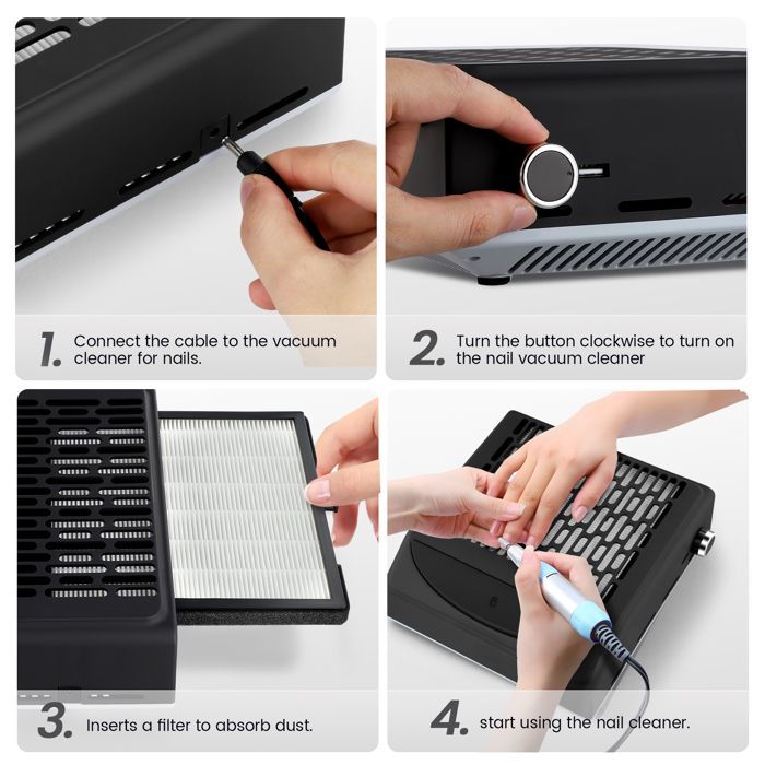 TTLIFE Aspirateur Ongles Manucure Nail Poussière Collectionneur pédicure Nail Dust Collector Nail Art Machine