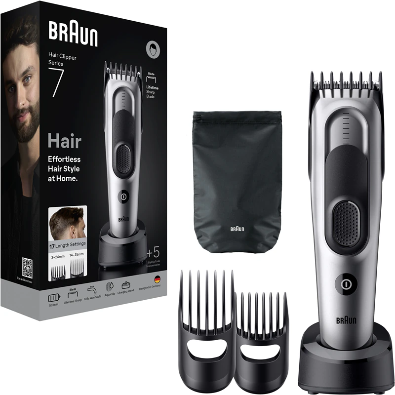 Máquina de cortar cabelo Braun Series 7 HC7590 com 5 acessórios de modelagem