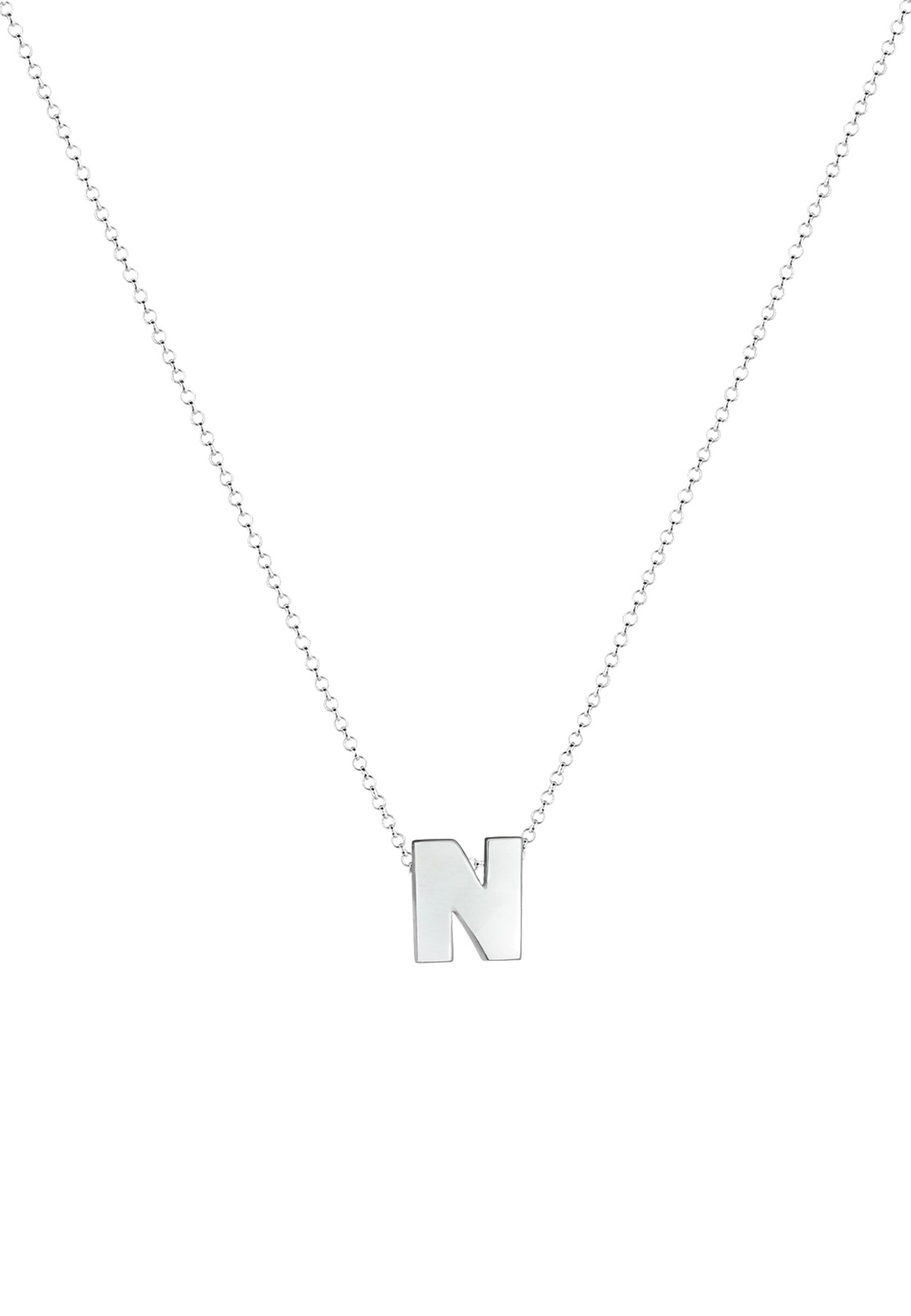 Elli Femme Lettre N Initiales Minimal 925 en Argent Sterling