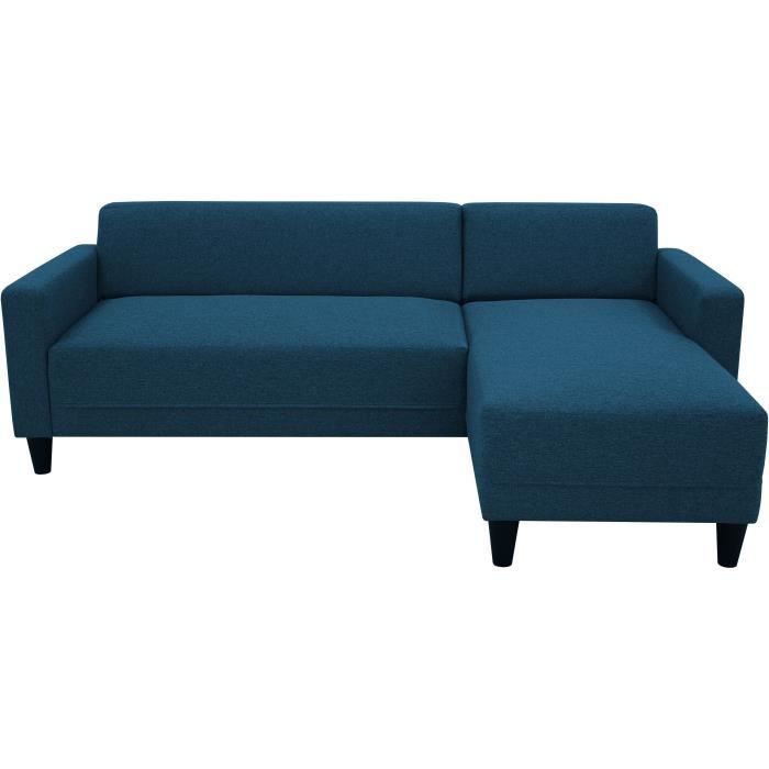 BOB 4-seater fixed corner sofa - Navy fabric - Reversible - W 197 x D 117 x H 65 cm