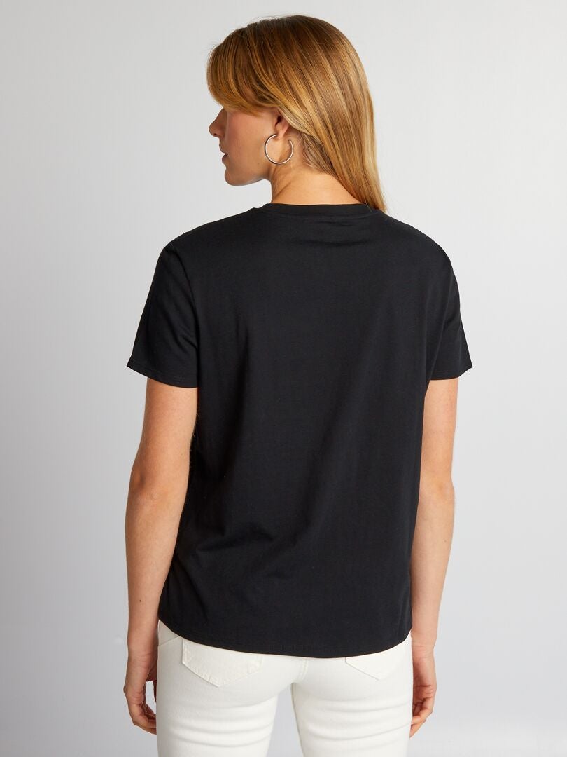 Camiseta lisa de punto - negra