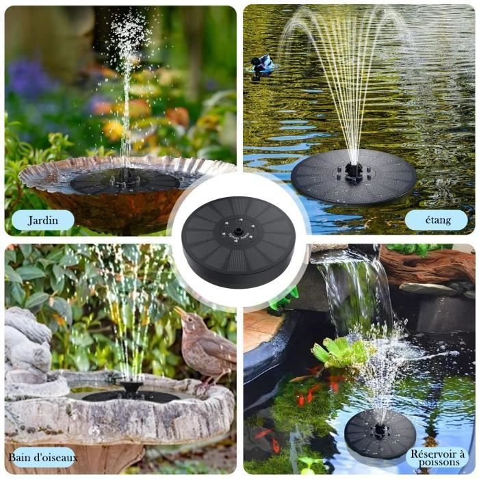 Fontaine solaire extérieure de jardin 3W avec pompe pour bassin, lumières colorées LED et 7 buses - Aburnudrey