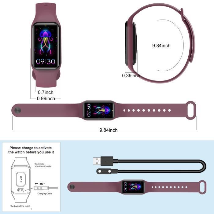 Montre Sport IOWODO R1 Bracelet Connecté pour la Forme au Quotidien Trackers d'Activité Calories Podometre Sommeil Etanche - PURPLE