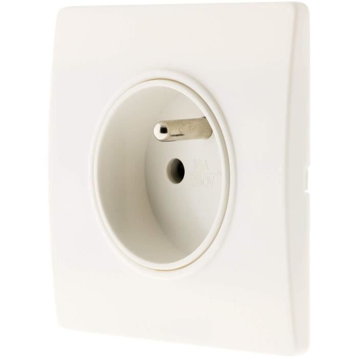 Enchufe 2P+E de 16A con terminal automático y clips de montaje Diwone blancos.