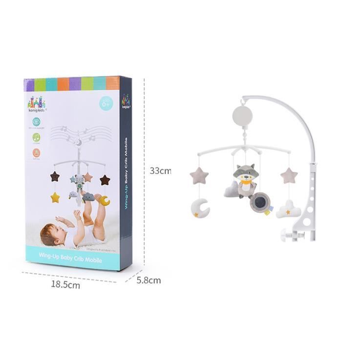 Musical Baby Crib Mobile, 360° Rotating Baby Bedside Toy, Newborn Bedside Rattle (Raccoon)