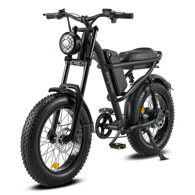 Bicicleta elétrica Ridingtimes Z8 para neve, para adultos, com pneus largos de 20 polegadas, motor de 1500 W, velocidade máxima de 45 km/h e suspensão total de 6 camadas.