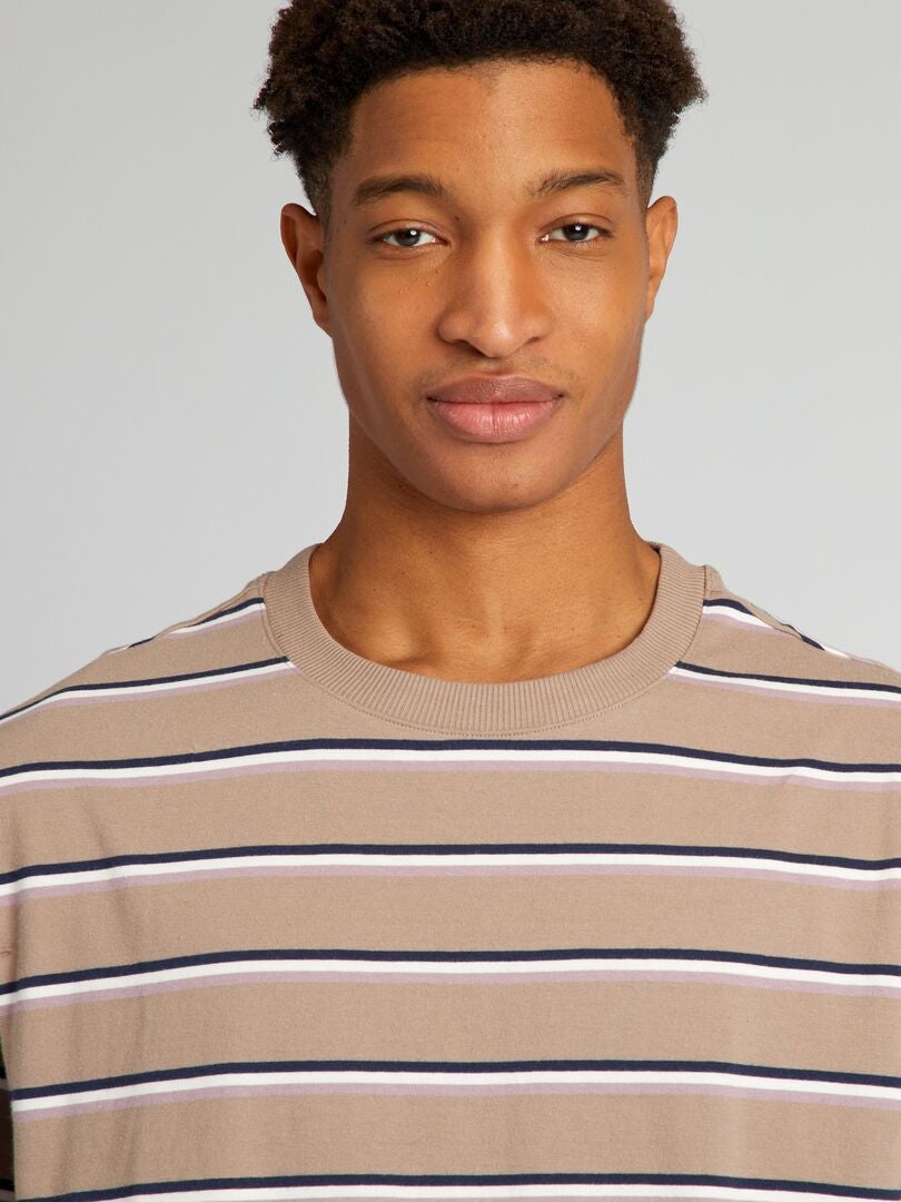 Gestreept jersey T-shirt voor mensen langer dan 190 cm - GEEL