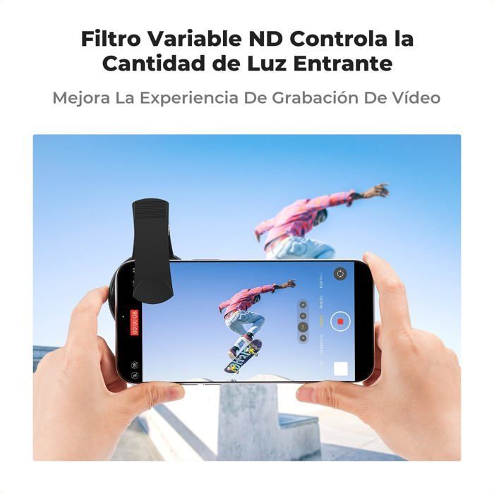 Filtro de clip para teléfono móvil de 52 mm, lente de densidad neutra con clip.