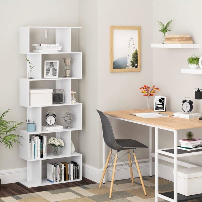 Estantería de almacenamiento WOLTU de MDF, 60 x 23,5 x 160 cm, blanca.