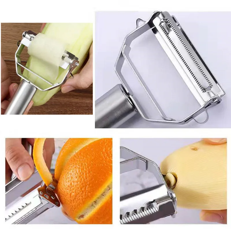Éplucheur de cuisine en acier inoxydable, éplucheur de fruits et légumes, trancheuse à pommes de terre durable, râpe multifonctionnelle, éplucheur de carottes