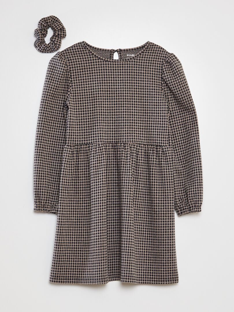 Flanellen jurk - BEIGE