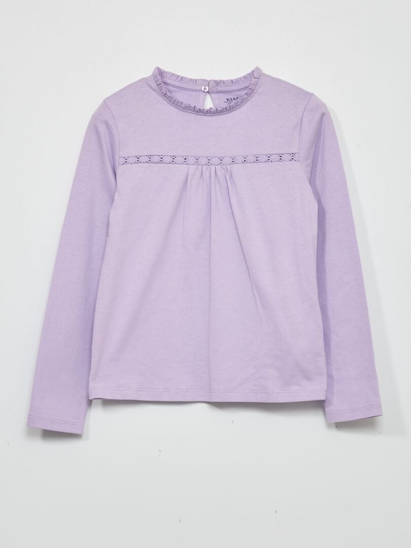 Camiseta com mangas de renda - ROXA