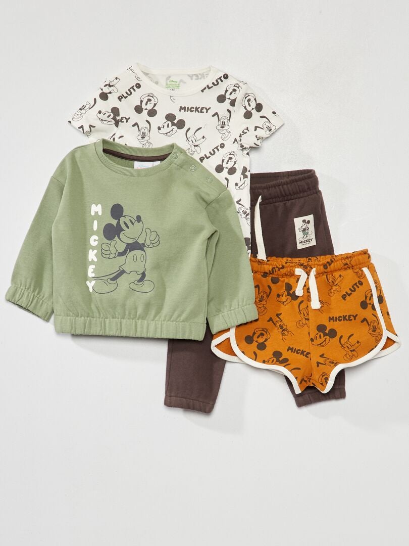 Conjunto Disney com camiseta, shorts, moletom e calça de moletom - 4 peças - VERDE